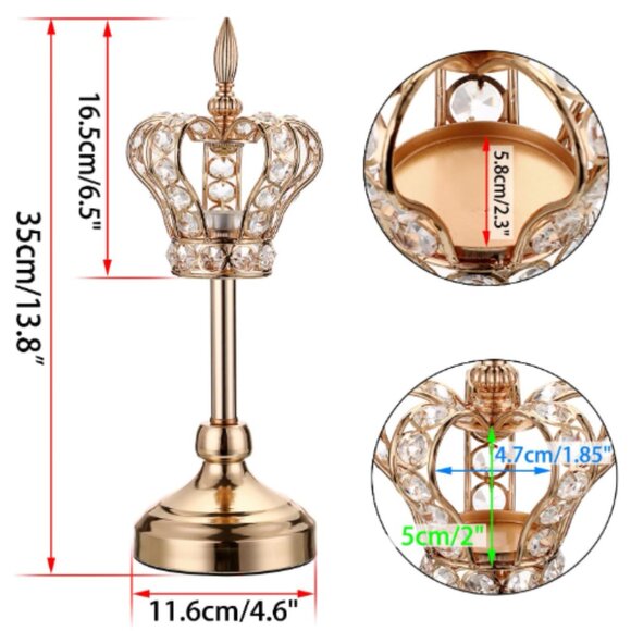 Golden Crown Candlesticks Crystal Candle Holders Tealights SET OF 4 Princess - Picture 14 of 16